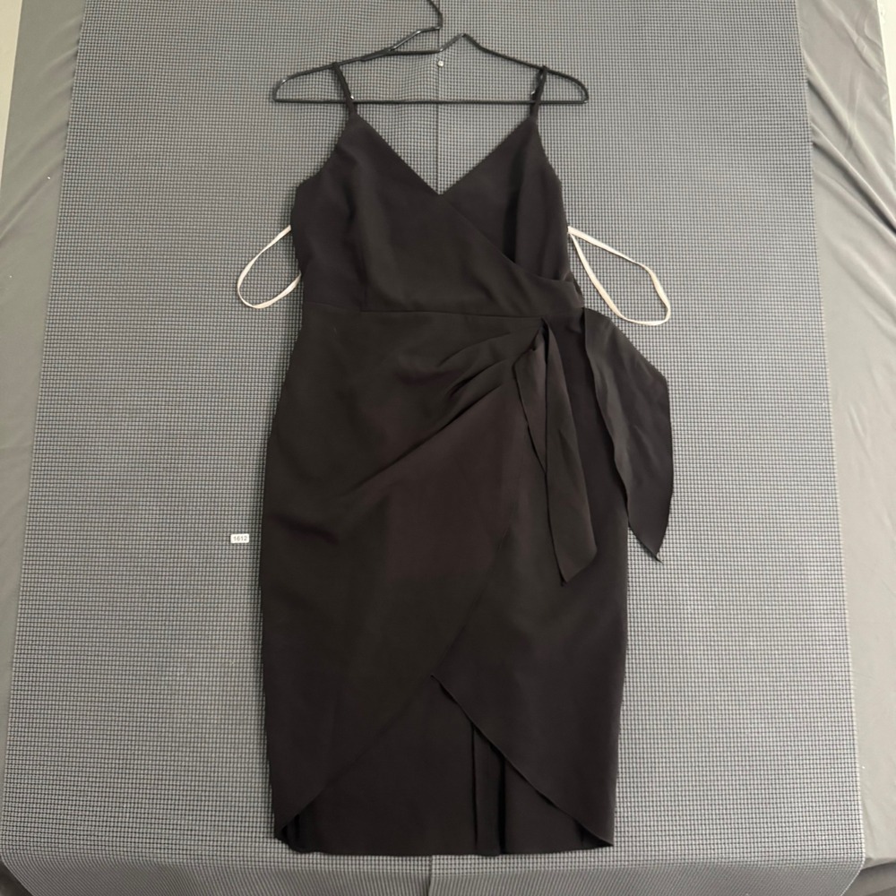 BCBGeneration Black Faux Wrap Cocktail Dress GT02D26-BLK Size 6 NWT